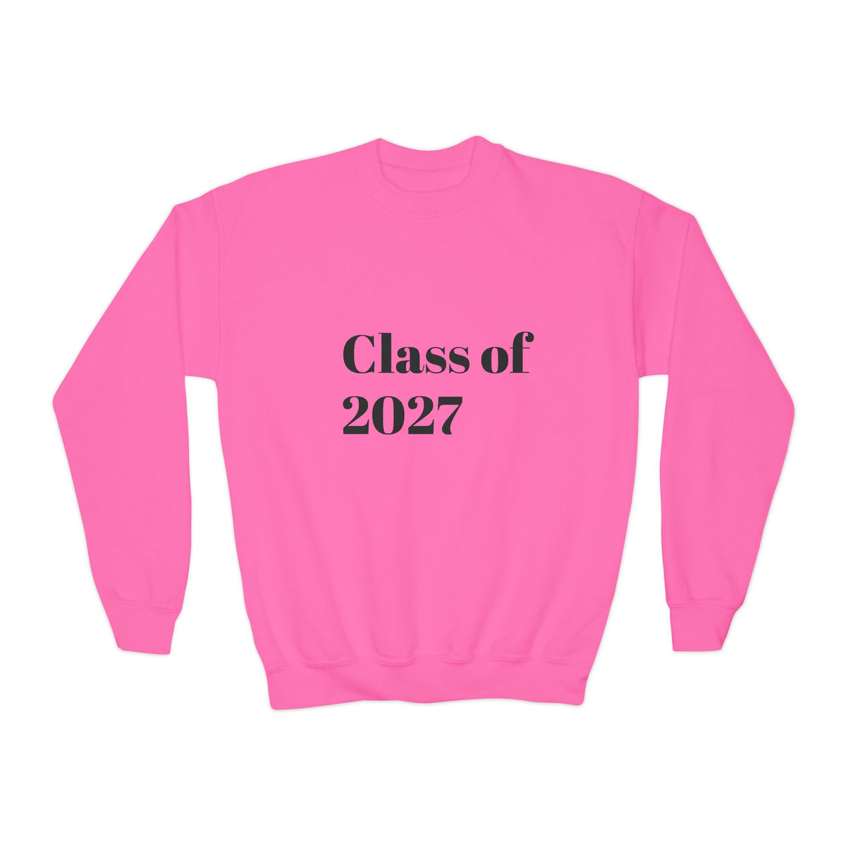 Class of 2027 Youth Crewneck — Pink "Senior" Hello Kitty Graduation Sweatshirt