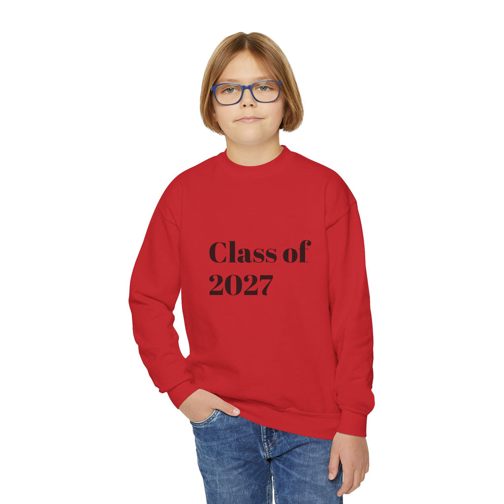 Class of 2027 Youth Crewneck — Pink "Senior" Hello Kitty Graduation Sweatshirt